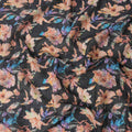 Black Peach Floral Watercolor Print Blended Linen Fabric, 110 Cms Width, Made in India-D26168