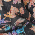 Black Peach Floral Watercolor Print Blended Linen Fabric, 110 Cms Width, Made in India-D26168
