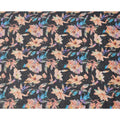 Black Peach Floral Watercolor Print Blended Linen Fabric, 110 Cms Width, Made in India-D26168
