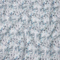 White and Blue Leaf Printed Blended Cotton Linen Fabric, 110 Cms Width, India-D25168