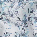 White and Blue Leaf Printed Blended Cotton Linen Fabric, 110 Cms Width, India-D25168