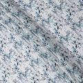 White and Blue Leaf Printed Blended Cotton Linen Fabric, 110 Cms Width, India-D25168