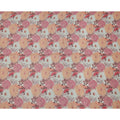 قماش كتان بيج مطبوع عليه زهور بتصميم زهور الخوخ والأحمر متعدد الألوان، عرض 110 سم، صنع في الهند - D25088
