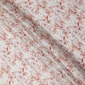 White and Red Leaf Printed Blended Cotton Linen Fabric, 110 Cms Width, India-D25167