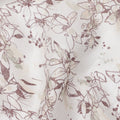 قماش كتان قطني مخلوط بطبعة أوراق بيضاء وبنية، عرض 110 سم، الهند - D25174