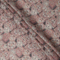 Beige Maroon Geometric Floral Ajrakh Print Blended Linen Fabric, 110 Cms Width, Made in India-D26179