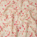 Cream Peach Floral Vine Watercolor Print Blended Linen Fabric, 110 Cms Width, Made in India-D26176