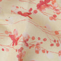 Cream Peach Floral Vine Watercolor Print Blended Linen Fabric, 110 Cms Width, Made in India-D26176