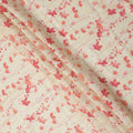 Cream Peach Floral Vine Watercolor Print Blended Linen Fabric, 110 Cms Width, Made in India-D26176