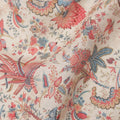 Beige Red Blue Floral Kalamkari Print Blended Linen Fabric, 110 Cms Width, Made in India-D26174