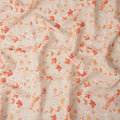 Beige Orange Floral Vine Watercolor Print Blended Linen Fabric, 110 Cms Width, Made in India-D26177