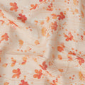 Beige Orange Floral Vine Watercolor Print Blended Linen Fabric, 110 Cms Width, Made in India-D26177