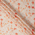 Beige Orange Floral Vine Watercolor Print Blended Linen Fabric, 110 Cms Width, Made in India-D26177