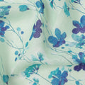 Mint Green Blue Floral Vine Watercolor Print Blended Linen Fabric, 110 Cms Width, Made in India-D26178