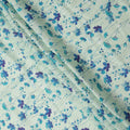 Mint Green Blue Floral Vine Watercolor Print Blended Linen Fabric, 110 Cms Width, Made in India-D26178
