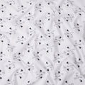 White and Black Floral Embroidered Cotton Voile Fabric, 110 Cms Width, India-D25191