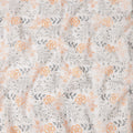 White and Orange Floral Embroidered Cotton Voile Fabric, 110 Cms Width, India-D25197