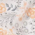 White and Orange Floral Embroidered Cotton Voile Fabric, 110 Cms Width, India-D25197