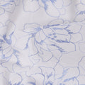 White Cotton Voile Embroidery Fabric with Blue Floral Outline Design, Width 110 Cms, India-D25303