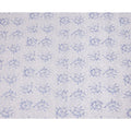 White Cotton Voile Embroidery Fabric with Blue Floral Outline Design, Width 110 Cms, India-D25303