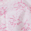 White Cotton Voile Embroidery Fabric with Pink Floral Outline Design, Width 110 Cms, India-D25302
