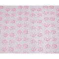 White Cotton Voile Embroidery Fabric with Pink Floral Outline Design, Width 110 Cms, India-D25302