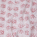 قماش تطريز من القطن الأبيض بتصميم زهور حمراء، عرض 110 سم، الهند - D25304