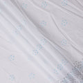 White Floral Embroidered Cotton Voile Fabric with Border Design, 110 Cms Width, India-D25199