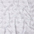 White and Grey Leaf Pattern Embroidered Cotton Voile Fabric, 110 Cms Width, India-D25192