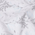 White and Grey Leaf Pattern Embroidered Cotton Voile Fabric, 110 Cms Width, India-D25192
