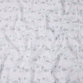 White and Blue Floral Embroidered Cotton Voile Fabric, 110 Cms Width, India-D25189