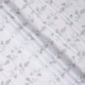 White and Blue Floral Embroidered Cotton Voile Fabric, 110 Cms Width, India-D25189
