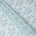 Light Blue Floral Embroidered Cotton Voile Fabric, 110 Cms Width, India-D25198