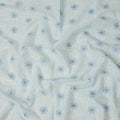 Light Blue Cotton Voile Embroidery Fabric with Navy Blue Floral Print, Width 110 Cms, India-D25299