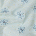 Light Blue Cotton Voile Embroidery Fabric with Navy Blue Floral Print, Width 110 Cms, India-D25299