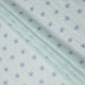 Light Blue Cotton Voile Embroidery Fabric with Navy Blue Floral Print, Width 110 Cms, India-D25299