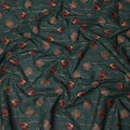 Deep Green Floral Embroidered Cotton Voile Fabric with Multicolor Threadwork, 110 Cms Width, India-D25323