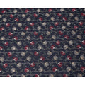 Navy Blue Floral Embroidered Cotton Voile Fabric with Multicolor Threadwork, 110 Cms Width, India-D25322