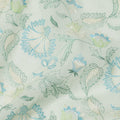 Mint Green Floral Embroidered Cotton Voile Fabric, 110 Cms Width, India-D25190