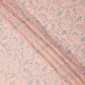 Peach Floral Embroidered Cotton Voile Fabric, 110 Cms Width, India-D25193