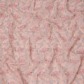 Peach Cotton Voile Embroidery Fabric with Pink Floral Vine Design, Width 110 Cms, India-D25300