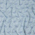 قماش قطني أزرق سماوي مطرز بالزهور، عرض 110 سم، الهند - D25309