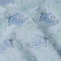 قماش قطني أزرق سماوي مطرز بالزهور، عرض 110 سم، الهند - D25309