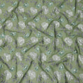 Sage Green Floral Embroidered Cotton Voile Fabric with Multicolor Threadwork, 110 Cms Width, India-D25326
