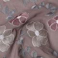 Dusty Mauve Floral Embroidered Cotton Voile Fabric with Multicolor Threadwork, 110 Cms Width, India-D25325