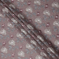 Dusty Mauve Floral Embroidered Cotton Voile Fabric with Multicolor Threadwork, 110 Cms Width, India-D25325