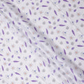 White Floral Printed Cotton Voile Embroidery Fabric with Purple Leaf Motifs, 110 Cms Width, India-D25203