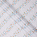 White Striped Floral Embroidered Cotton Voile Fabric, 110 Cms Width, India-D25200