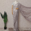 Mauve Purple Embroidered Net Saree 110cm