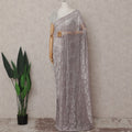 Mauve Purple Embroidered Net Saree 110cm